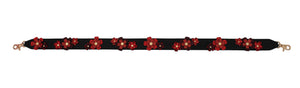 3D Flower Clusters Guitar Strap in Black and Red