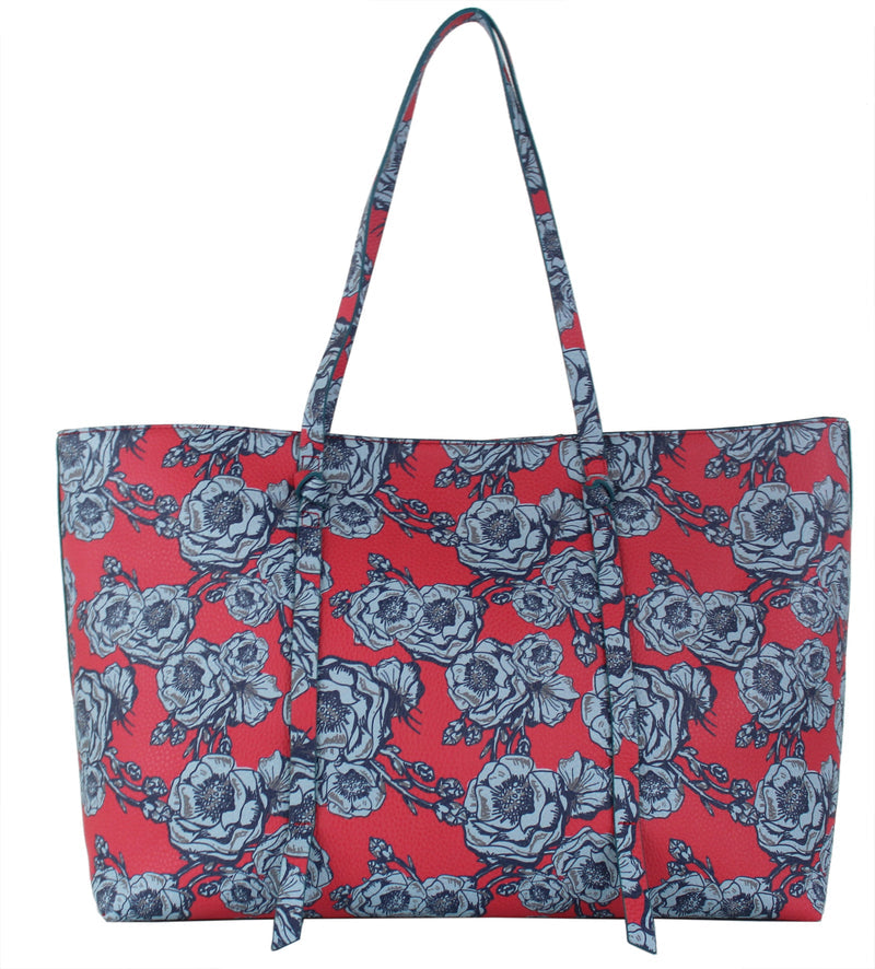 Regina Tote in Coral & Denim