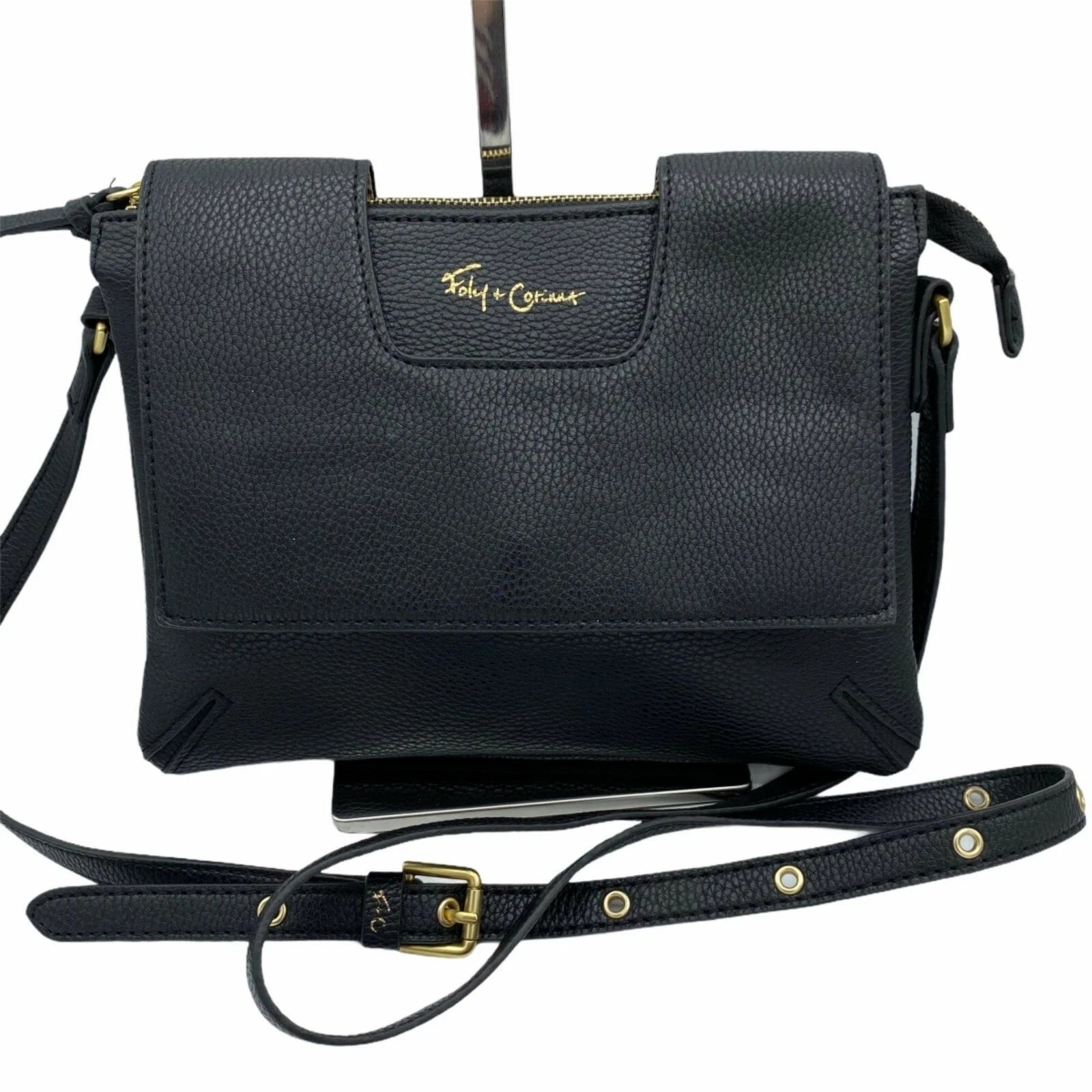 Delancie Flap Crossbody in Black