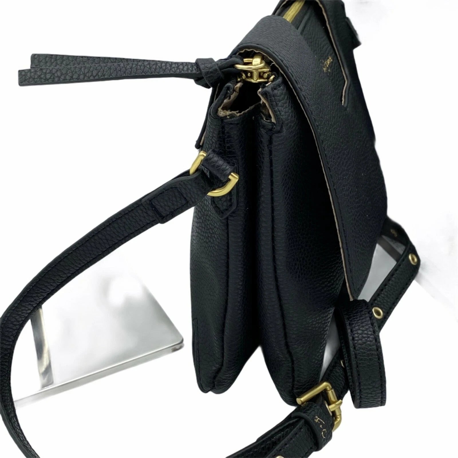 Delancie Flap Crossbody in Black