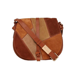 Daisy Patchwork Saddle Bag in Brown
