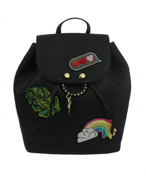 City Instincts Backpack in Black with Patches